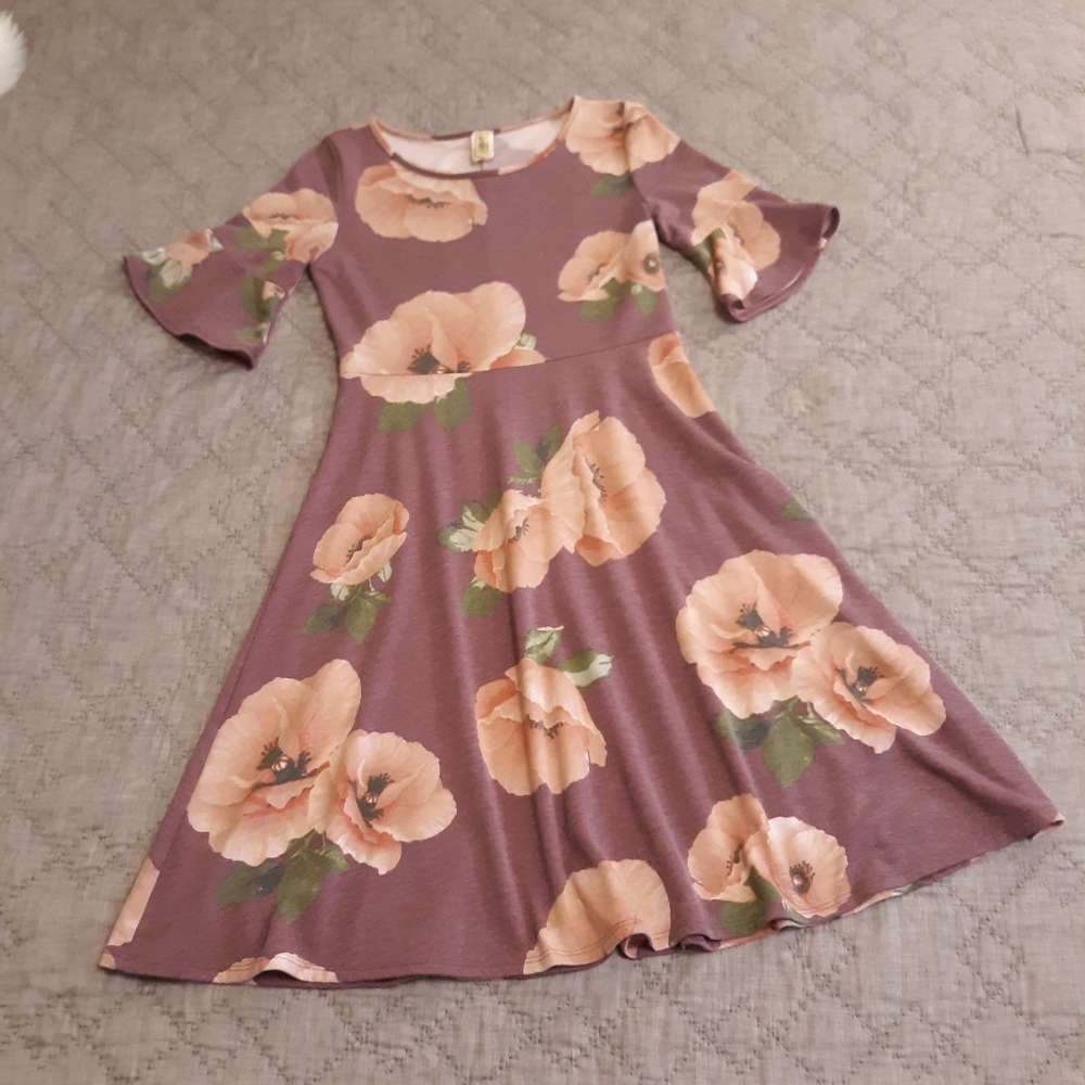LARA Purple Floral Knit Midi Dress
